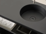 Plan vasque lavabo circulaire ⦰ 35 cm sur mesure Largeur 61 à 201 x P 46 à 51 cm Finition lisse 10 couleurs au choix, Anti bactérien Résine Akrytan® dans la masse Livraison Offerte.